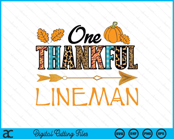 Plaid Leopard One Thankful Lineman Thanksgiving Fall SVG PNG Digital Printable Files