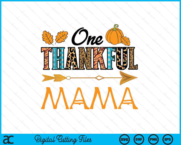 Plaid Leopard One Thankful Mama Thanksgiving Fall SVG PNG Digital Printable Files