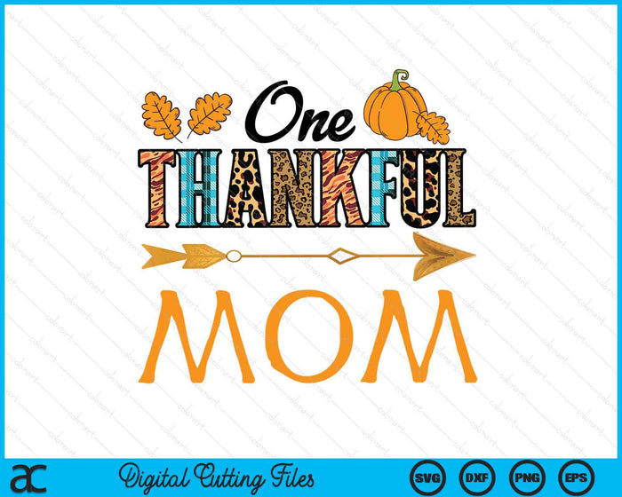 Plaid Leopard One Thankful Mom Thanksgiving Fall SVG PNG Digital Printable Files