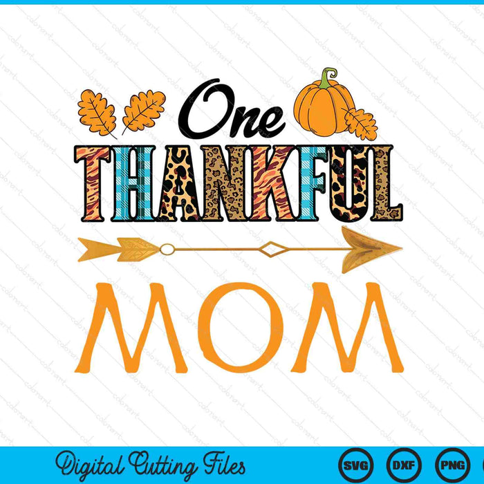 Plaid leopard one thankful mom Thanksgiving fall SVG cut file