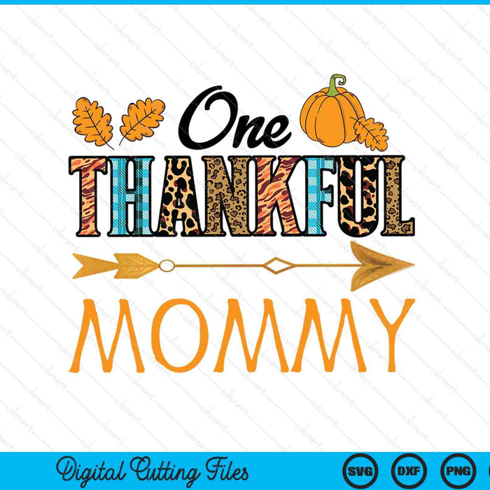 Plaid leopard one thankful mommy Thanksgiving fall SVG cut file