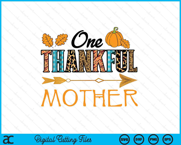 Plaid Leopard One Thankful Mother Thanksgiving Fall SVG PNG Digital Printable Files