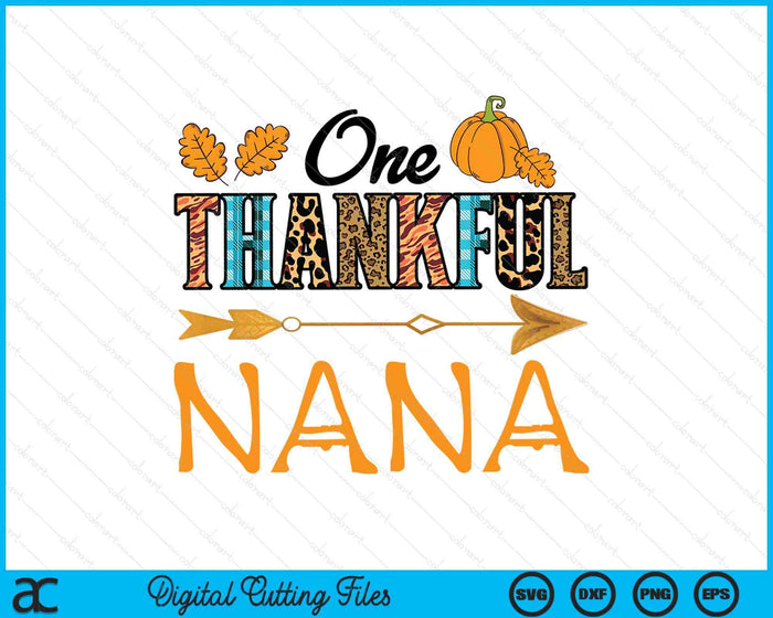 Plaid Leopard One Thankful Nana Thanksgiving Fall SVG PNG Digital Printable Files