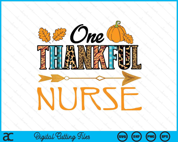 Plaid Leopard One Thankful Nurse Thanksgiving Fall SVG PNG Digital Printable Files