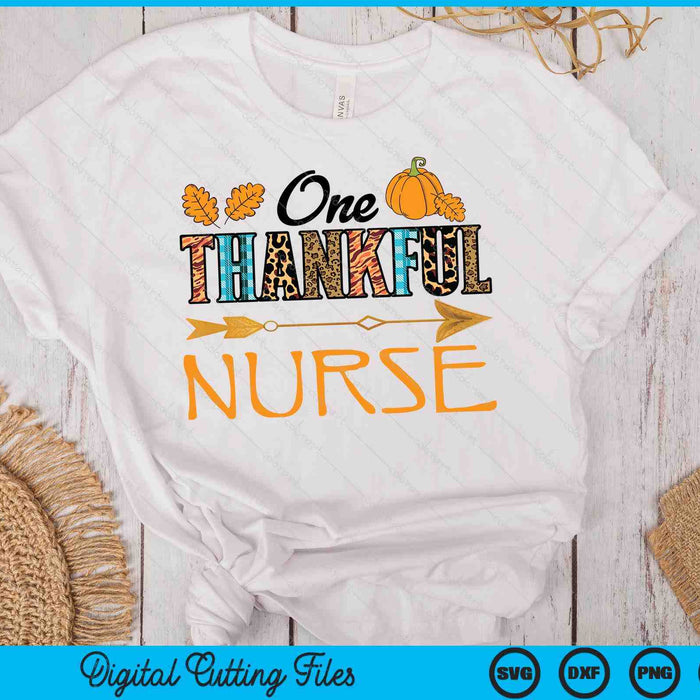 Plaid Leopard One Thankful Nurse Thanksgiving Fall SVG PNG Digital Printable Files