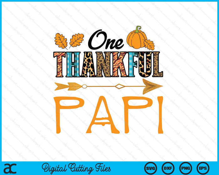 Plaid Leopard One Thankful Papi Thanksgiving Fall SVG PNG Digital Printable Files