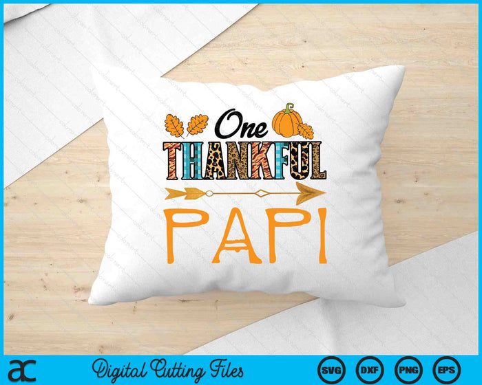 Plaid Leopard One Thankful Papi Thanksgiving Fall SVG PNG Digital Printable Files