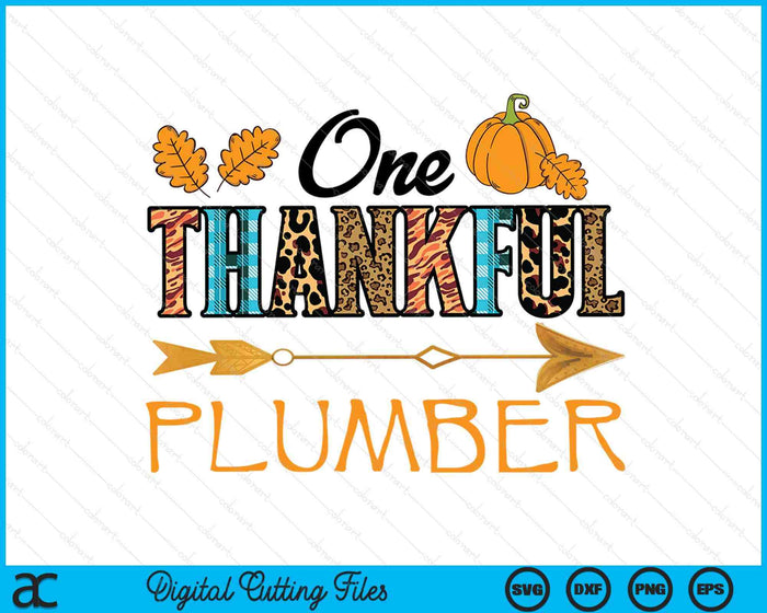 Plaid Leopard One Thankful Plumber Thanksgiving Fall SVG PNG Digital Printable Files