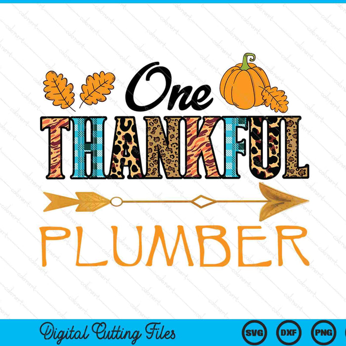 Plaid Leopard One Thankful Plumber Thanksgiving Fall SVG PNG Digital Printable Files
