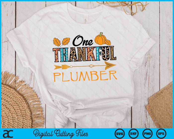 Plaid Leopard One Thankful Plumber Thanksgiving Fall SVG PNG Digital Printable Files