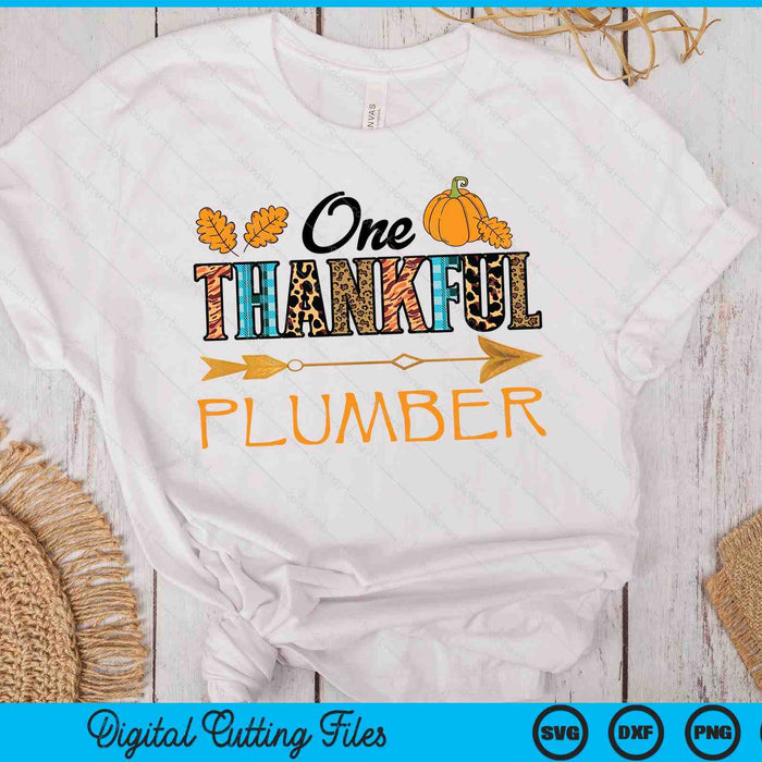 Plaid Leopard One Thankful Plumber Thanksgiving Fall SVG PNG Digital Printable Files