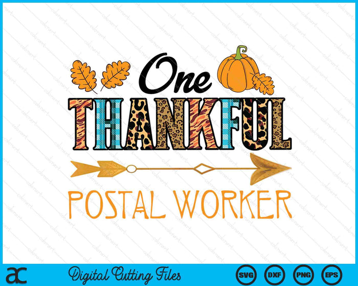 Plaid Leopard One Thankful Postal Worker Thanksgiving Fall SVG PNG Digital Printable Files