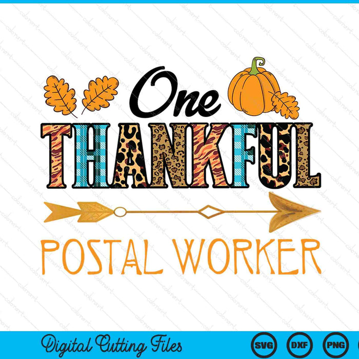 Plaid Leopard One Thankful Postal Worker Thanksgiving Fall SVG PNG Digital Printable Files