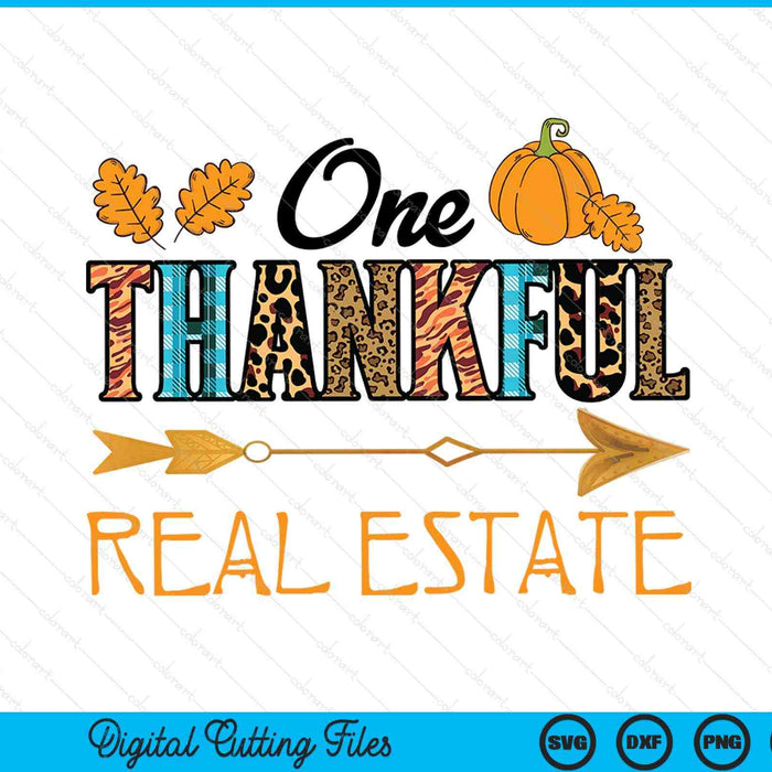 Plaid leopard one thankful real estate Thanksgiving fall SVG PNG cut file for Cricut