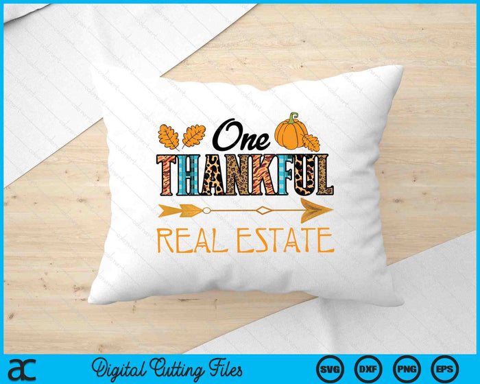 Plaid Leopard One Thankful Real Estate Thanksgiving Fall SVG PNG Digital Printable Files