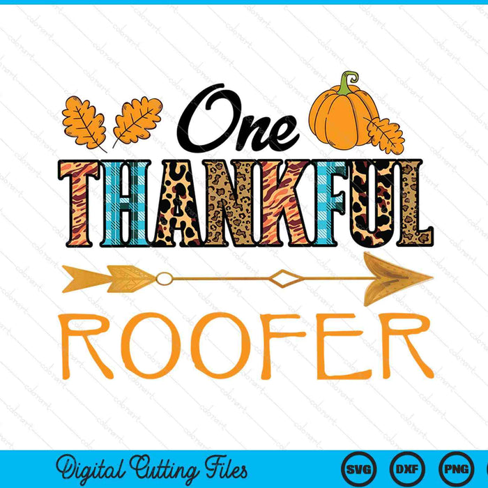 Plaid Leopard One Thankful Roofer Thanksgiving Fall SVG PNG Digital Printable Files