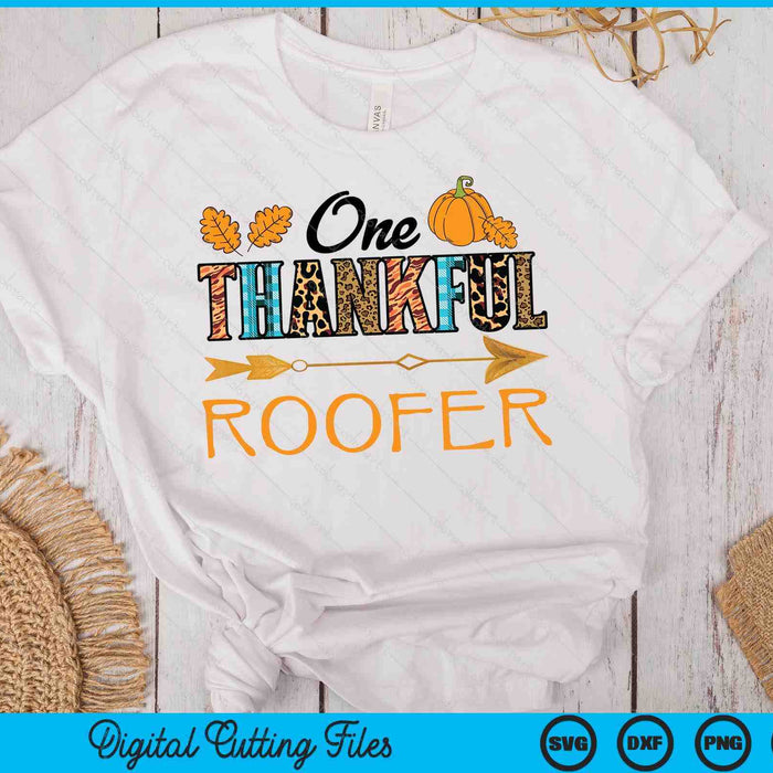 Plaid Leopard One Thankful Roofer Thanksgiving Fall SVG PNG Digital Printable Files