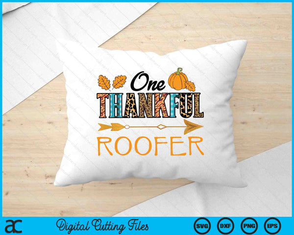 Plaid Leopard One Thankful Roofer Thanksgiving Fall SVG PNG Digital Printable Files