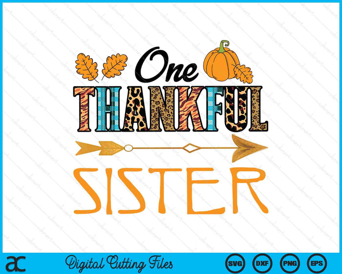 Plaid Leopard One Thankful Sister Thanksgiving Fall SVG PNG Digital Printable Files