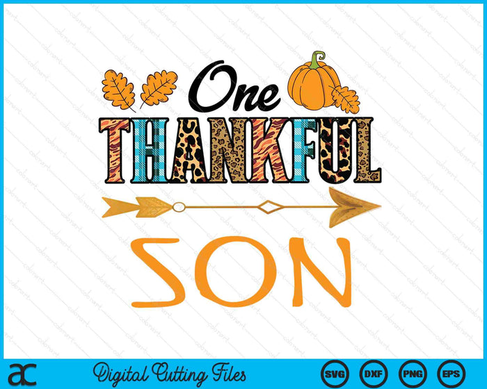 Plaid Leopard One Thankful Son Thanksgiving Fall SVG PNG Digital Printable Files