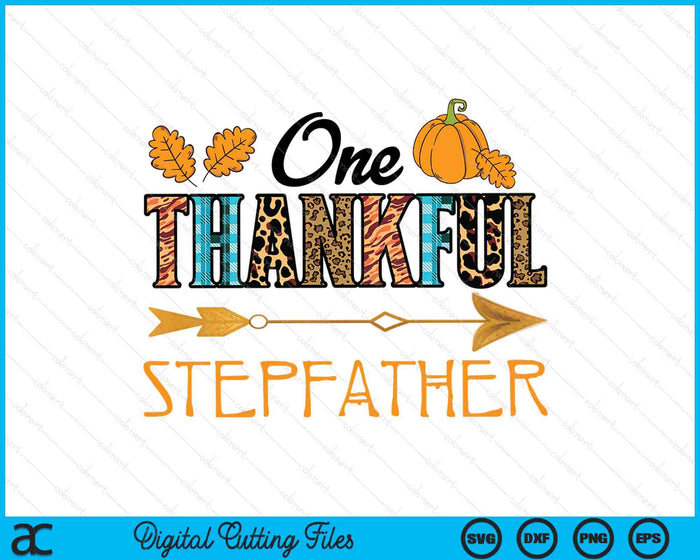 Plaid Leopard One Thankful Stepfather Thanksgiving Fall SVG PNG Digital Printable Files