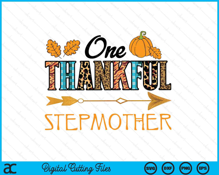 Plaid Leopard One Thankful Stepmother Thanksgiving Fall SVG PNG Digital Printable Files