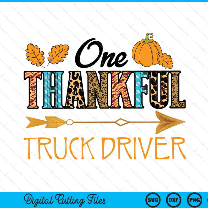 Plaid Leopard One Thankful Truck Driver Thanksgiving Fall SVG PNG Digital Printable Files