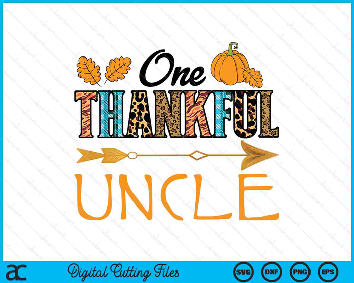 Plaid Leopard One Thankful Uncle Thanksgiving Fall SVG PNG Digital Printable Files