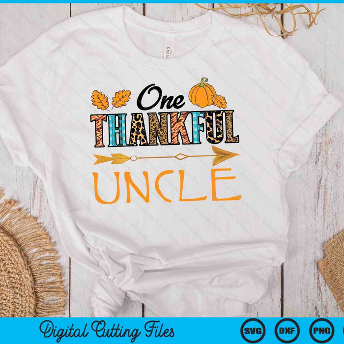 Plaid Leopard One Thankful Uncle Thanksgiving Fall SVG PNG Digital Printable Files