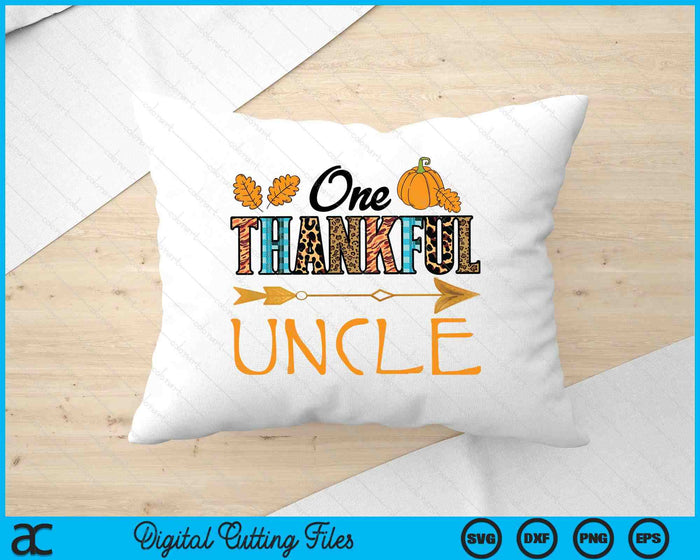 Plaid Leopard One Thankful Uncle Thanksgiving Fall SVG PNG Digital Printable Files