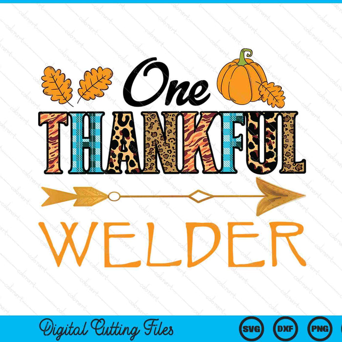 Plaid Leopard One Thankful Welder Thanksgiving Fall SVG PNG Digital Printable Files