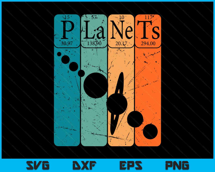 Planets Periodic Table Elements Solar System Planets SVG PNG Digital Printable Files