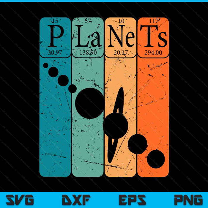 Planets periodic table elements solar system planets SVG cut file
