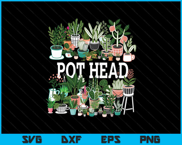 Plant Lover and Gardener Pot Head Succulent Short Sleeve SVG PNG Digital Cutting Files