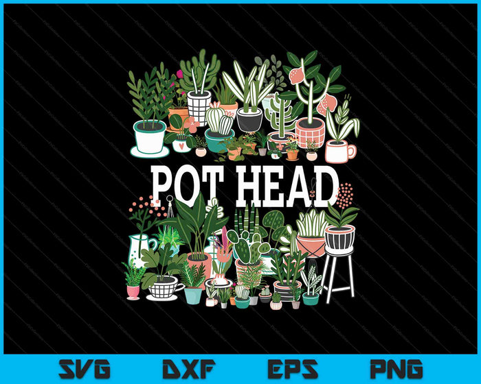 Plantenliefhebber en tuinman Pot hoofd succulente korte mouw SVG PNG digitale snijbestanden