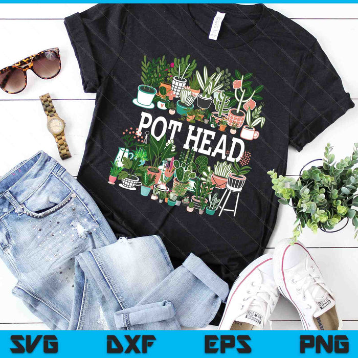 Plant Lover and Gardener Pot Head Succulent Short Sleeve SVG PNG Digital Cutting Files