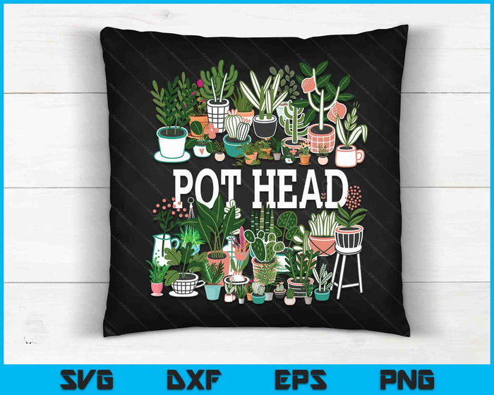 Plantenliefhebber en tuinman Pot hoofd succulente korte mouw SVG PNG digitale snijbestanden