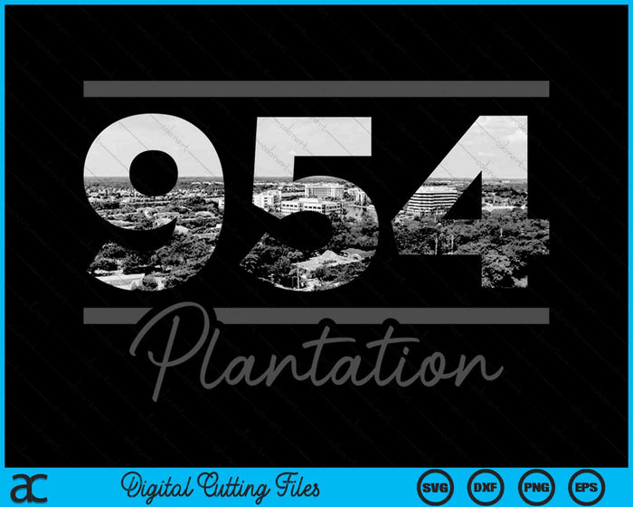 Plantage 954 Netnummer Skyline Florida Vintage SVG PNG digitale snijbestanden