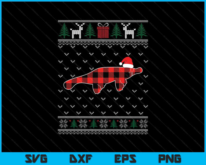 Platypus Red Plaid Ugly Christmas Sweater Matching Pajamas SVG PNG Digital Printable Files