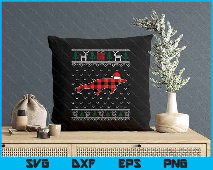 Platypus Red Plaid Ugly Christmas Sweater Matching Pajamas SVG PNG Digital Printable Files