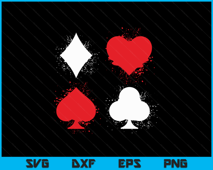 Speelkaarten Poker Heart Spade All In Club SVG PNG digitale afdrukbare bestanden