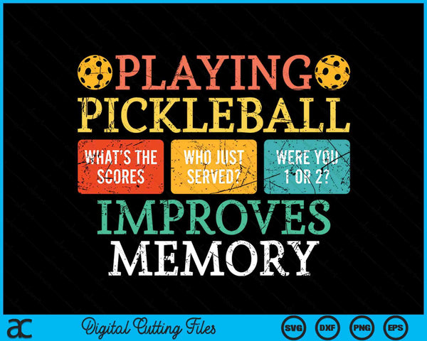 Pickleball spelen verbetert het geheugen Pickleball Pensioen SVG PNG digitale snijbestanden