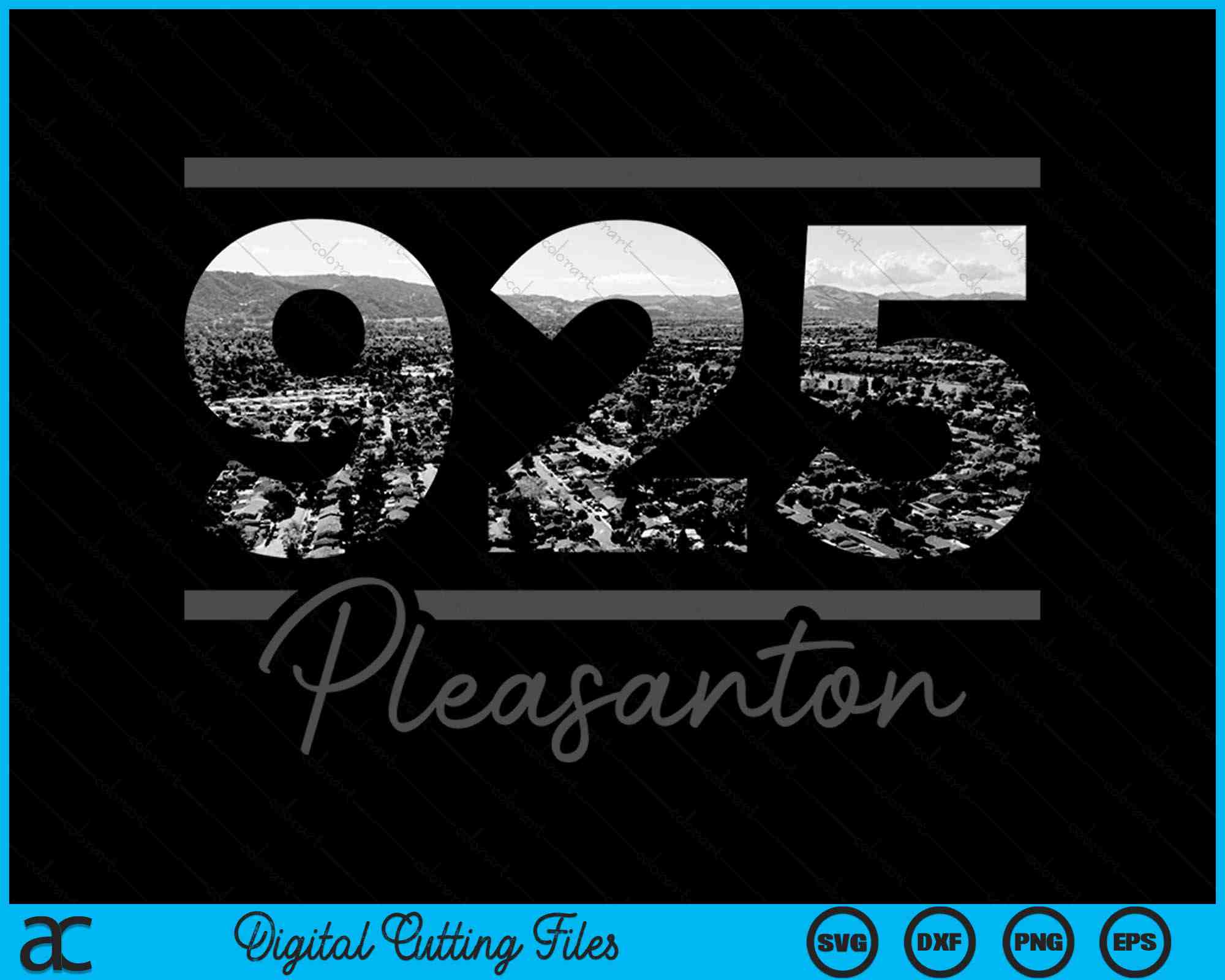 Pleasanton 925 Area Code Skyline California Vintage SVG Cutting Files ...