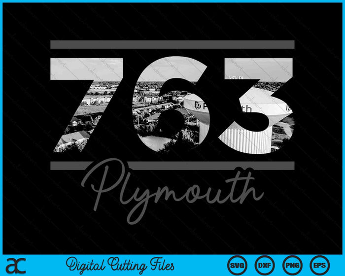 Plymouth 763 Netnummer Skyline Minnesota Vintage SVG PNG digitale snijbestanden 