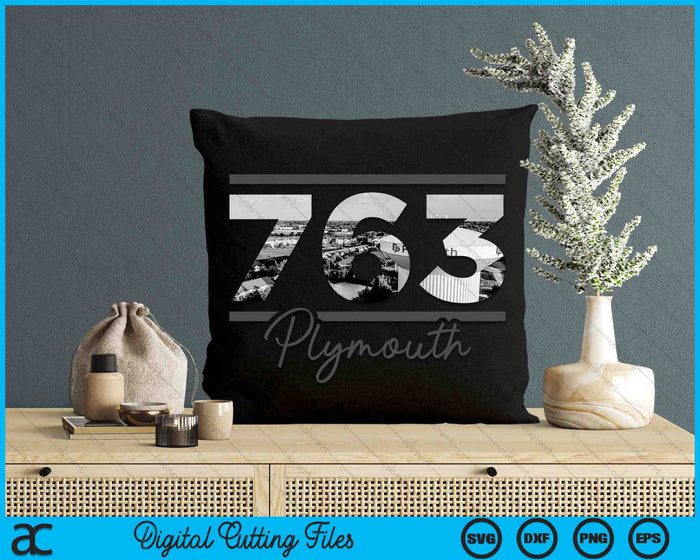 Plymouth 763 Area Code Skyline Minnesota Vintage SVG PNG Digital Cutting Files