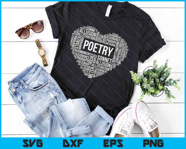 Poetry Heart Lover Gift Poet Writing Poem Writer Gifts SVG PNG Digital Cutting Files