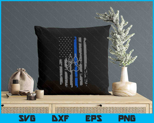 Police Flag with Dog Paw Print K9 SVG PNG Digital Printable Files