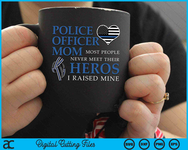 Oficial de policía mamá delgada línea azul familia SVG PNG archivos de corte digital