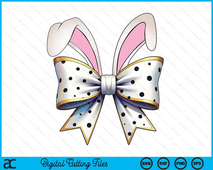 Polka Dot Bunny Bow Easter Day SVG PNG Digital Printable Files