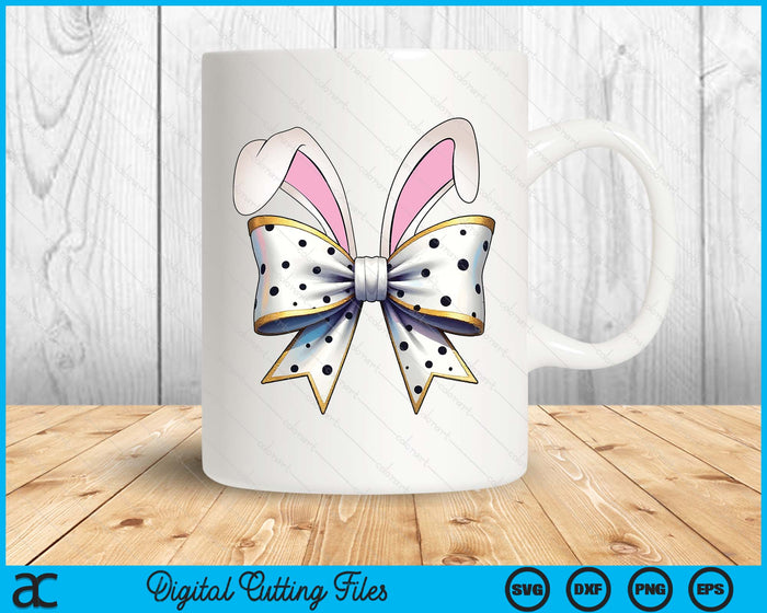 Polka Dot Bunny Bow Easter Day SVG PNG Digital Printable Files